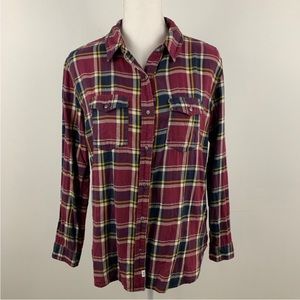 Melrose and Market womens shirt flannel plaid button down top size Small